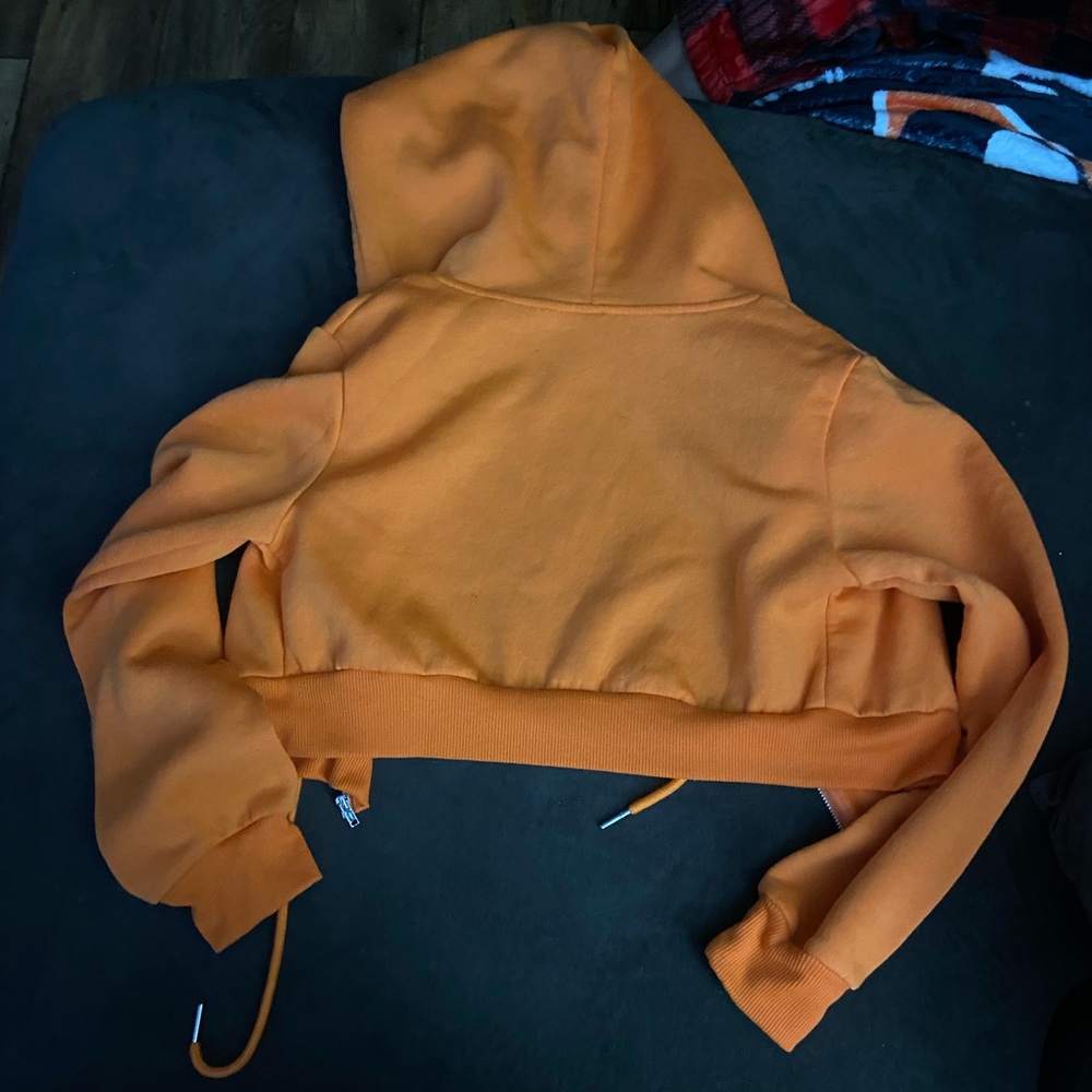 Orange cropped zip up